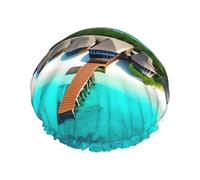 Maldives Scenery Double layer women's shower cap, reusable, large size design suitable for all hair lengths, suitable for girls, spa and home salon use.