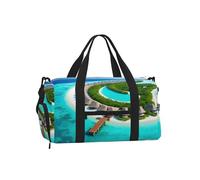 Maldives Scenery Duffel Bag with Shoe Compartment - Lightweight Water-Resistant Holdall Gym Bag with Built-in Wet and Dry Separation Pouch
