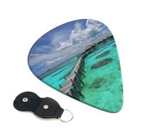 Maldives Scenery Guitar Picks 6-Pack - Pick Set (0.46mm / 0.71mm / 0.96mm) Suitable For Guitar And Ukulele Playing