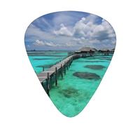 Maldives Scenery Guitar Plectrums, 12 Pcs Lightweight Guitar Plectrums, 0.46mm/0.71mm/0.96mm Thickness For Acoustic Guitar Acoustic Electric Guitar Ukulele Bass