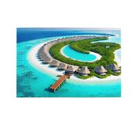 Maldives Scenery Horizontal Wooden Jigsaw Puzzle 1000 Pieces Relax and Improve Hands on Skills and Concentration