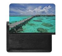 Maldives Scenery Passport Holder for Travel PU Leather Passport Book Card Holder Case Cute Passport Wallet Ultra Slim Passport Cover Passport Protector Case for Women Men