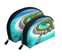 Maldives Scenery Portable Bags Clutch Pouch.2-Piece Makeup Bag Set, Large & Small Travel Cosmetic Pouches