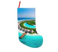 Maldives Scenery Print Large Christmas Stockings 18 In, Beautiful Festive Gift Holder Bag,Holiday Xmas Party Socks