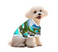 Maldives Scenery Print Pure Cotton Pet T-Shirt, Dogs & Cats Comfy Tee Vest, for Small Medium Summer Winter Clothes
