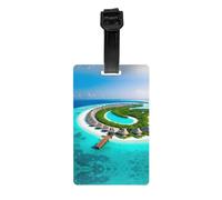 Maldives Scenery Printed PVC Luggage Tag Travel Anti Lost ID Label Personal Info Tag for Backpack and Suitcase