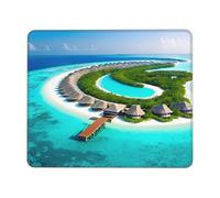Maldives Scenery Square Waterproof Non-Slip Rubber Base Mouse Mat for Office Laptop,Laptop Wireless Mouse Home Office Travel 8.3 X 10.3 in