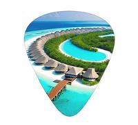 Maldives Scenery Stylish and durable guitar picks, three types of thin, medium and heavy guitar picks (12 pieces), suitable for guitar, bass, electric guitar, ukulele,