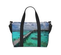 Maldives Scenery Water-Resistant Crossbody Travel Bag, Large Carry-On with Adjustable Strap, Multi-Compartment Weekender for Gym, Travel, Outdoor