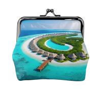 Maldives Scenery Women’s Small Coin Purse,Rectangle Kiss Lock Coin Pouch, Pocket-Sized, Mini Coin Purse for Women