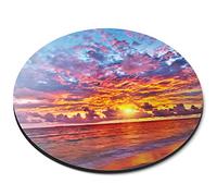 Maldives Sunset Beach Paradise - Flexible Round 5mm Rubber Mouse Mat Pad Office Home Novelty Printed Desk Accessory 21831