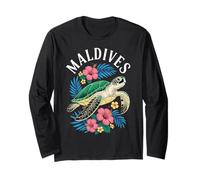 Maldives Turtle Flower Tropical Maldivian Island Maldives Long Sleeve T-Shirt