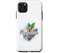 Maldives Turtle Retro Design with Vintage Beach and Flag Case for iPhone 11 Pro Max