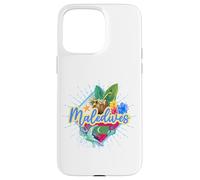 Maldives Turtle Retro Design with Vintage Beach and Flag Case for iPhone 15 Pro Max
