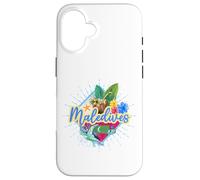 Maldives Turtle Retro Design with Vintage Beach and Flag Case for iPhone 16
