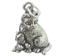 Maldon Jewellery Cat with Kitten sterling silver charm .925 x1 Large Cats Kittens charms