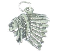 Maldon Jewellery Native American Red Indian Chief sterlng silver 2D charm pendant .925 x1