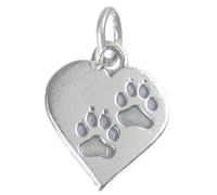 Maldon Jewellery Pawprint heart sterling silver charm .925 x1 Paw Prints Pets Heart charm