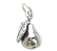 Maldon Jewellery Pear 2D sterling silver charm .925 x 1 Pears fruit charms