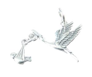 Maldon Jewellery Stork with a movable baby sterling silver charm .925 x 1 Storks Babies