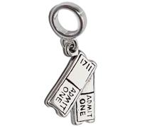 Maldon Jewellery Tickets sterling silver bead charm .925 x 1 Cinema Film Theatre Ticket charms