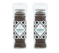Maldon Whole Black Peppercorns with Built-In Grinder, Bold Robust Flavour, Pack of 2