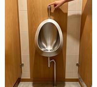 Male 304 Stainless Steel Manual Flush Valve Urinal, Home Wall Mounted Anti-Overflow/Flushing Urina with Drainage Kit, Commercial Barn Urinal Sinks(Floor Drain)