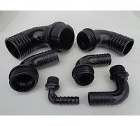 Male 90 deg Hose Tail Connector Water Fitting Polypropylene BSP Fish Pond Choose Size (1-1/2" bsp Male x 40 mm)
