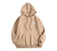 Male And Women Autumn And Winter Solid Color Coconut Tree Printing Sweater Hooded Long Sleeve Pocket Sweater Big And Tall Hoodie Zip Khaki