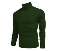 Male Autumn and Winter Wool Sweater Round Neck Pullover Bottoming Shirt All Matching High Neck Top Fall Half Wool Coats for Men Green