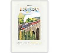 Male Birthday Card for Him - General Card for Men - Artistic Scenic Steam Train Design - Special Finish - Eco-Friendly
