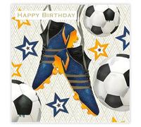 Male Birthday Card for Him - General Card for Men/Boys - Football Boots - Sporty Artistic Design - Special Finishes - Made in the UK - Eco-Friendly
