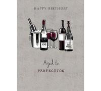 Male Birthday Card for Him - General Card for Men - Contemporary Wine Bottle and Glasses Design - Aged to Perfection - Special Finishes - Made in the UK - Eco-Friendly