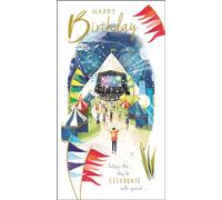 Jonny Javelin Male Birthday Card for Him - General Card for Men - Music Festival Design - Special Finishes and Illustrated Insert Leaf - Made in the UK,228 x 155mm,(DD505)