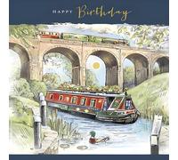 Male Birthday Card for Him - General Card for Men - Special Finish - Canal Boat Artistic Design - Eco-Friendly - Recyclable