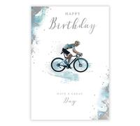 Male Birthday Card for Him - General Card for Men - Sporty Cycling Design - Special Finishes and Illustrated Insert Leaf