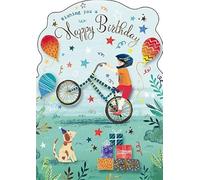 Male Birthday Card - General Card for Boys - Boy Riding Bike with Foil Finish and Die Cut Edge - Eco-Friendly and Recyclable - by Paper House