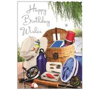 Male Birthday Card - General Card for Men - Fishing Design - Special Finishes and Illustrated Insert Leaf - Made in the UK