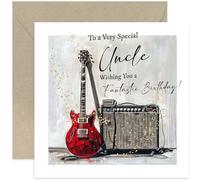 Male Birthday Cards for Men - Electric Guitar Musical Birthday Card for Uncle - Rock n Roll Birthday Greeting Card Gift for Him - Male Family Birthday Card | Blank Inside