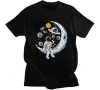 Male Bitcoin Crypto BTC to The Moon T Shirts Cotton Novelty Astronaut Cryptocurrency Tee Top Clothes Black XL