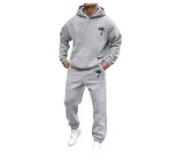 Male Casual Solid Two Piece Hooded Sports Suit Pocket Raglan Sleeve Hoodies Drawstring Fleece Pant Set Boxing Suit for Men