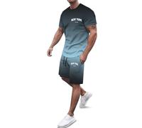 Male Casual Striped Gradient Ramp Print Two Piece Zipper Short Sleeve Top Blouse Suit Drawstring Pocket Set Men Extra Slim Fit133