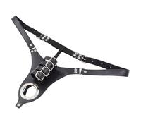 Male Chastity Belt BDSM Leather Strap Panties Body Harness Belt Cock Cage Lock Chasity Devices Bondage Accessories Sex Furniture Toys for Men, Black