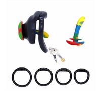 Male Chastity Belt Cock Cage Adult Sex Toy Lightweight Chastity Devices for Man Penis Exercise Small Bondage Cage with 4 Sizes Rings Invisible Lock and Key