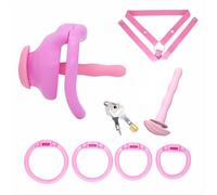 Male Chastity Belt Cock Cage Adult Sex Toy Lightweight Chastity Devices for Man Penis Exercise Small Bondage Cage with 4 Sizes Rings Invisible Lock and Key