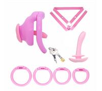 Male Chastity Belt Cock Cage Adult Sex Toy Lightweight Chastity Devices for Man Penis Exercise Small Bondage Cage with 4 Sizes Rings Invisible Lock and Key