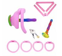 Male Chastity Belt Cock Cage Adult Sex Toy Lightweight Chastity Devices for Man Penis Exercise Small Bondage Cage with 4 Sizes Rings Invisible Lock and Key