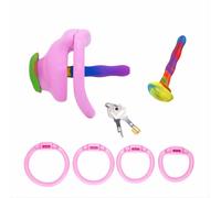 Male Chastity Belt Cock Cage Adult Sex Toy Lightweight Chastity Devices for Man Penis Exercise Small Bondage Cage with 4 Sizes Rings Invisible Lock and Key