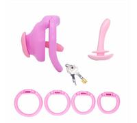 Male Chastity Belt Cock Cage Adult Sex Toy Lightweight Chastity Devices for Man Penis Exercise Small Bondage Cage with 4 Sizes Rings Invisible Lock and Key