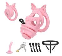 Male Chastity Belt Cock Cage - Large Plastic Chastity Devices for Sissy Man Penis Bondage Cage Lightweight Detachable Multi Cage Sex Toy with 4 Silicone Rings Invisible Lock and Urethral Catheter